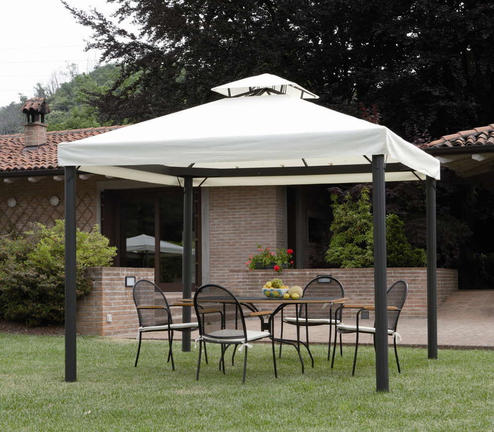 Gazebi GAZEBO 3X3 ALLUMINIO con TELO camino ANTIVENTO e TENDE LATERALI